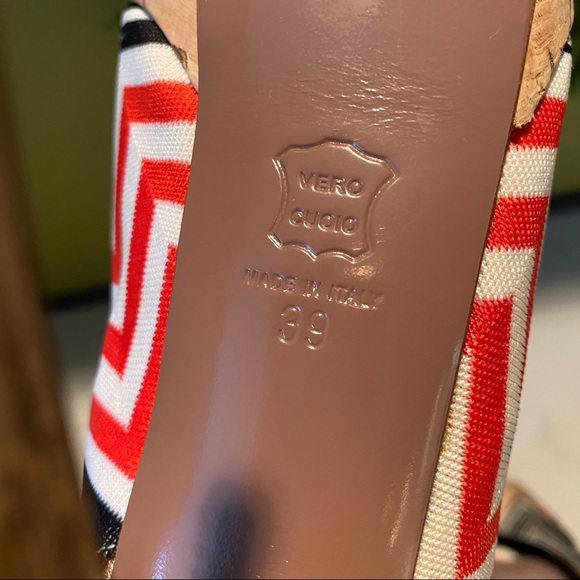 MISSONI Cork Platform Peep Toe Slingback Sandals Size 39 - Picture 7 of 9